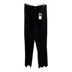 NEW Avenue Black Velvet-Like Pull On Wide Leg High Waist Pants Size 14/16